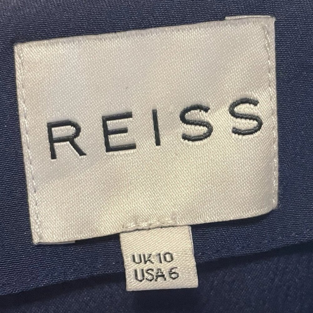REISS Royal Blue Plum Gray Pleated Elva Dress Sz 6 - Picture 3 of 10